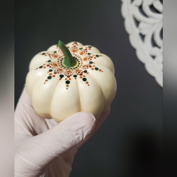 Handpainted Foam Pumpkins Mandala Boho Fall Decor - Picture 4 of 8